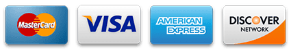 Visa, Mastercard, American Express and Discover accepted