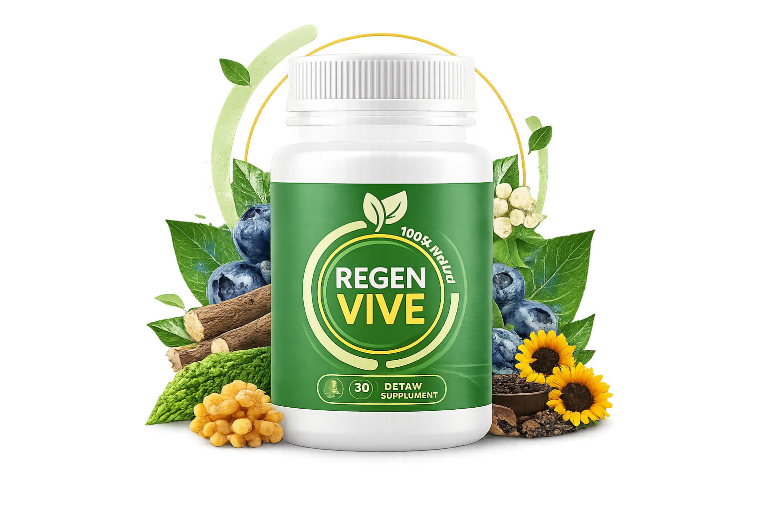 RegenVive dietary supplement bottle with natural ingredients