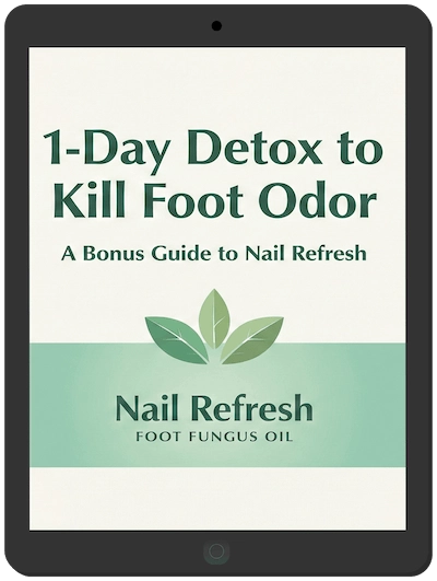 Nail Refresh bonus guide showing foot care detox routine on tablet screen